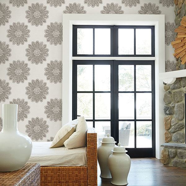 Sol Espresso Medallion Wallpaper - York Wallcoverings - 2793-24748 - York Wallcoverings Wallpaper