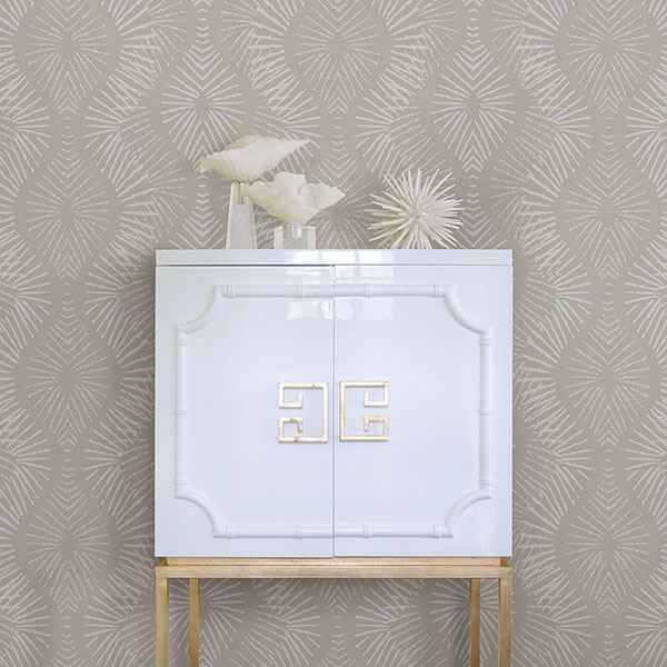 Feliz Champagne Beaded Ogee Wallpaper - York Wallcoverings - 2793-87325 - York Wallcoverings Wallpaper