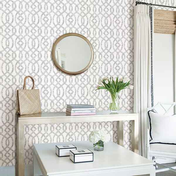 Ethereal Silver Trellis Wallpaper - York Wallcoverings - 2793-24722 - York Wallcoverings Wallpaper