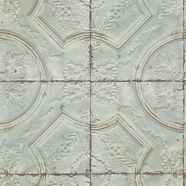 Susanna Teal Vintage Tin Tile Wallpaper - York Wallcoverings - 3115-12432 - York Wallcoverings Wallpaper