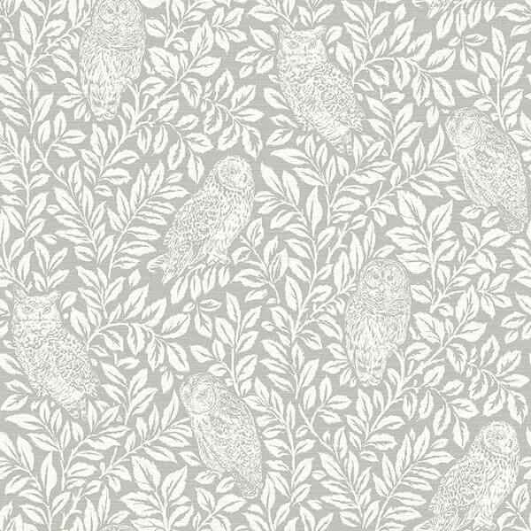 Parliament Light Grey Owl Wallpaper - York Wallcoverings - 3115-12411 - York Wallcoverings Wallpaper