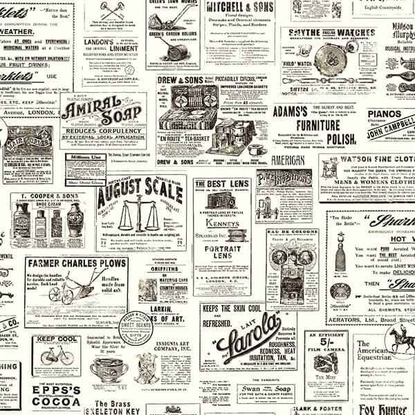 Adamstown Black Newspaper Wallpaper - York Wallcoverings - 3115-64272 - York Wallcoverings Wallpaper