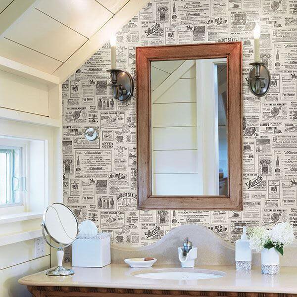 adamstown-black-newspaper-wallpaper-york-wallcoverings-3115-64272 - York Wallpaper Wallpaper