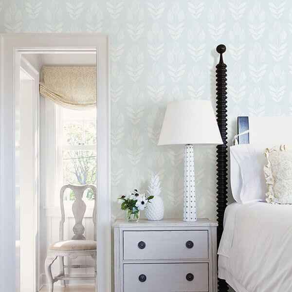 Garland Light Blue Block Tulip Wallpaper - York Wallcoverings - 3115-24470 - York Wallcoverings Wallpaper