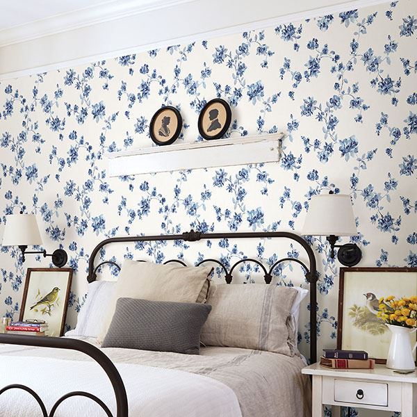 cyrus-blue-festive-floral-wallpaper-york-wallcoverings-3115-24481 - York Wallcoverings Papel pintado