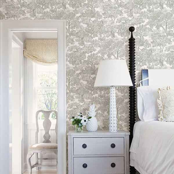 Spinney Grey Toile Wallpaper - York Wallcoverings - 3115-12541 - York Wallcoverings Wallpaper