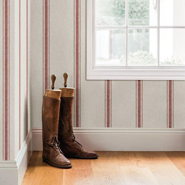 linette-burnt-sienna-fabric-stripe-wallpaper-york-wallcoverings-3115-12464 - York Wallcoverings Papel pintado