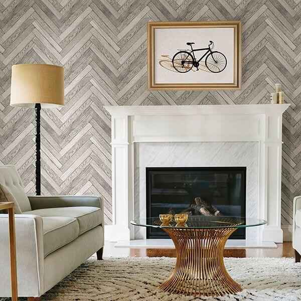 Mammoth Off White Diagonal Wood Wallpaper - York Wallcoverings - 2766-23754 - York Wallcoverings Wallpaper