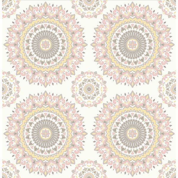 priya-blush-medallion-wallpaper-york-wallcoverings-2766-001805 - York Wallcoverings Wallpaper