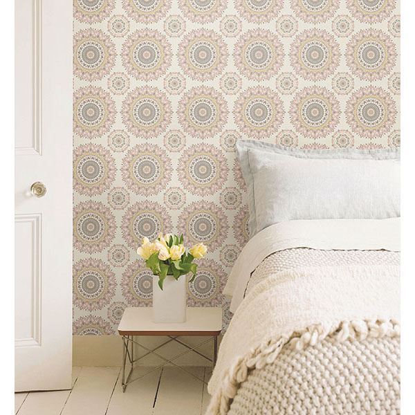 priya-blush-medallion-wallpaper-york-wallcoverings-2766-001805 - York Wallcoverings Wallpaper