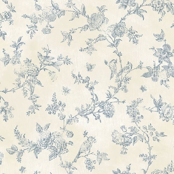 singapore-navy-toile-wallpaper-york-wallcoverings-2766-02192 - York Wallcoverings Wallpaper