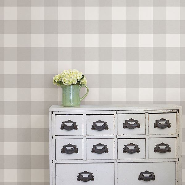 farmhouse-plaid-peel-stick-wallpaper-york-wallcoverings-nus2691 - York Wallcoverings Wallpaper