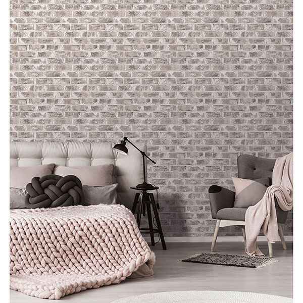 Jomax Grey Warehouse Brick Wallpaper - York Wallcoverings - UW24761 - York Wallcoverings Wallpaper