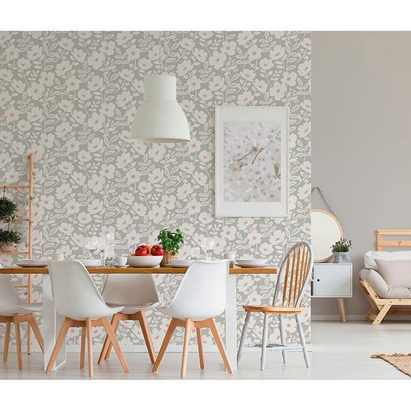 bergman-pink-scandi-flower-wallpaper-york-wallcoverings-uw24772 - York Wallpaper Wallpaper