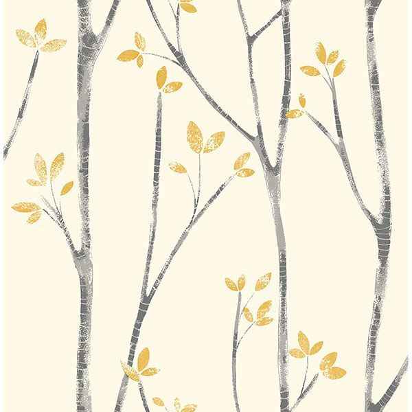 Ingrid Mustard Scandi Tree Wallpaper - York Wallcoverings - UW24776