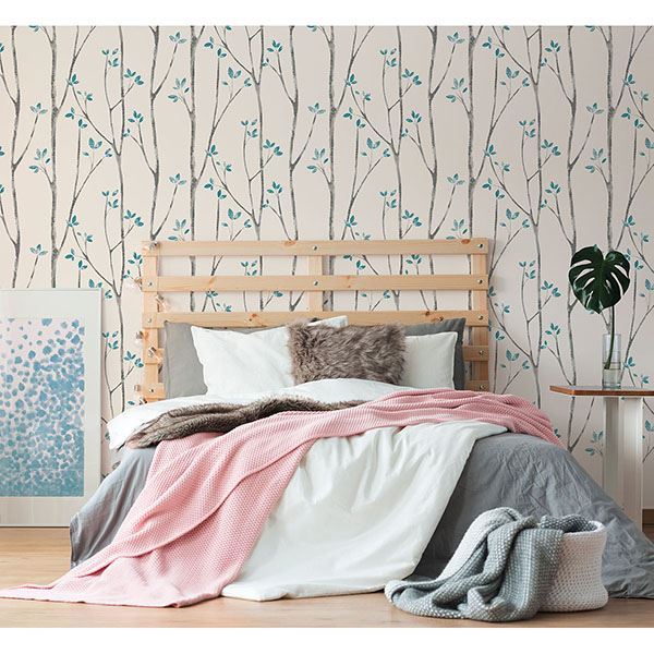 ingrid-blue-scandi-tree-wallpaper-york-wallcoverings-uw24777 - York Wallcoverings Papel pintado