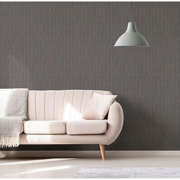 leveque-charcoal-deco-diamond-geo-wallpaper-york-wallcoverings-uw24788 - York Wallcoverings Wallpaper
