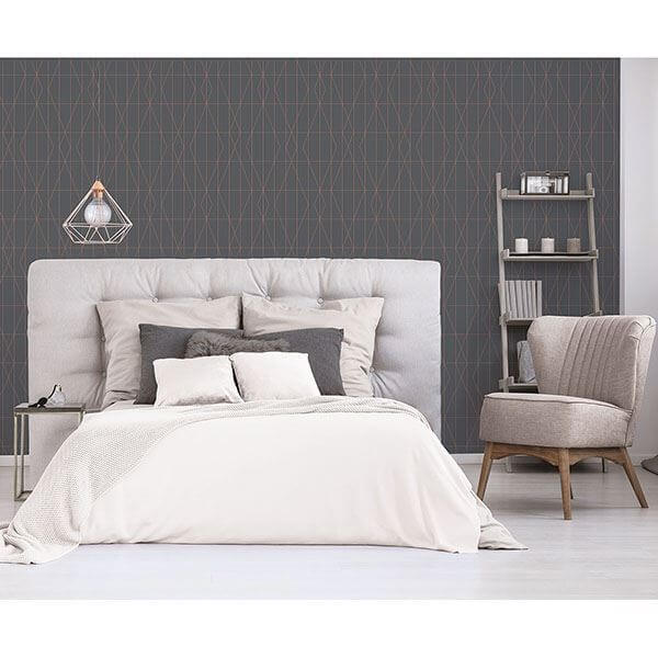 leveque-charcoal-deco-diamond-geo-wallpaper-york-wallcoverings-uw24788 - York Wallcoverings Wallpaper