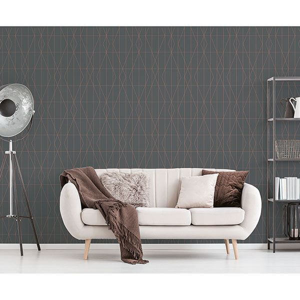 leveque-charcoal-deco-diamond-geo-wallpaper-york-wallcoverings-uw24788 - York Wallcoverings Wallpaper