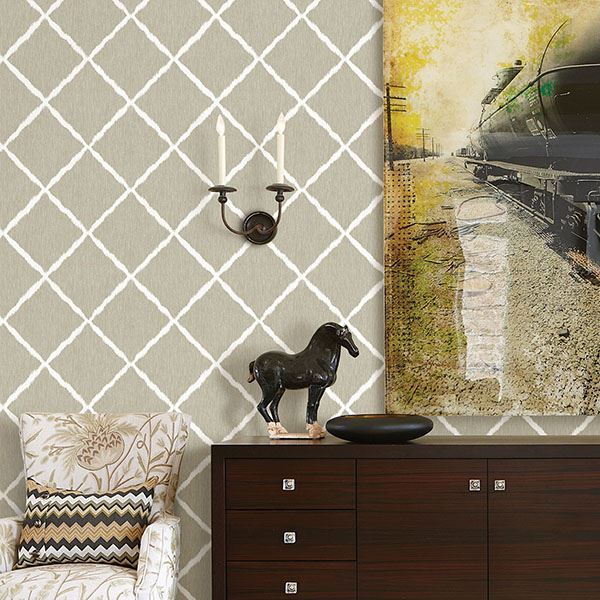 linen-ikat-trellis-wallpaper-york-wallcoverings-2785-24812 - York Wallcoverings Papel pintado