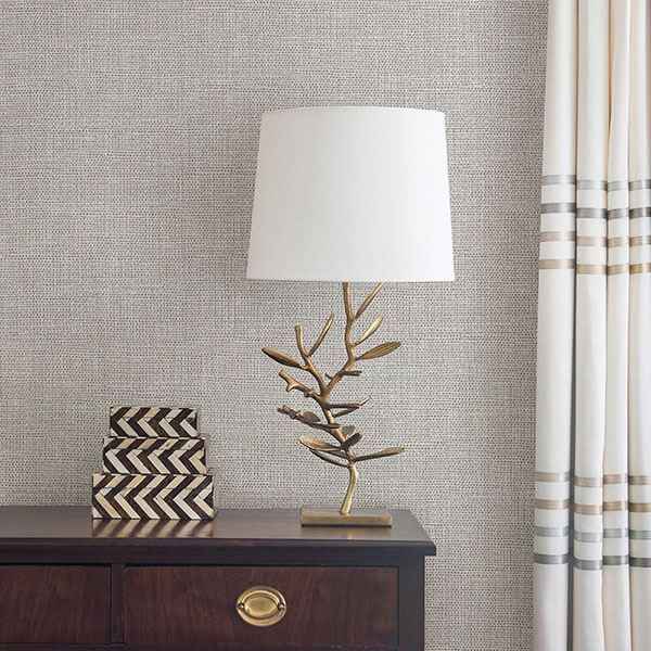 Bohemian Pewter Woven Texture Wallpaper - York Wallcoverings - 2807-8026 - York Wallcoverings Wallpaper