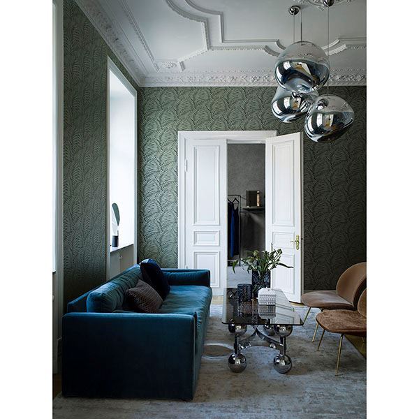 Myfair Olive Leaf Wallpaper | Brewster Wallcovering - The WorkRm