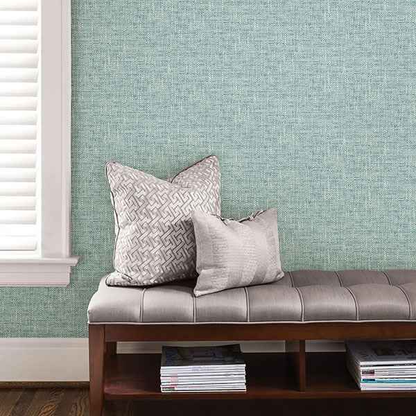 Aqua Poplin Texture Peel Stick Wallpaper - York Wallcoverings - NU2919 - York Wallcoverings Wallpaper