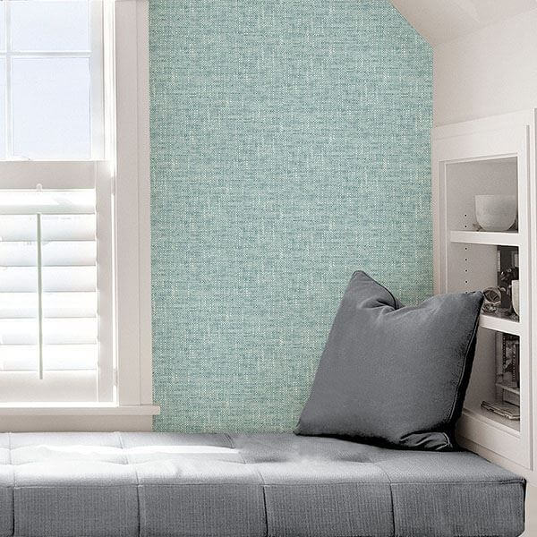 aqua-poplin-texture-peel-stick-wallpaper-york-wallcoverings-nu2919 - York Wallcoverings Wallpaper