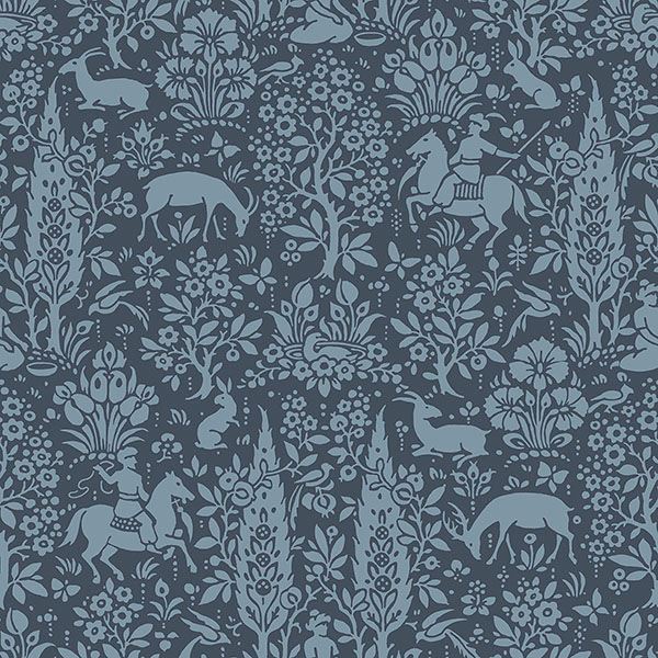 sherwood-dark-blue-woodland-wallpaper-york-wallcoverings-m1169 - York Wallpaper Wallpaper