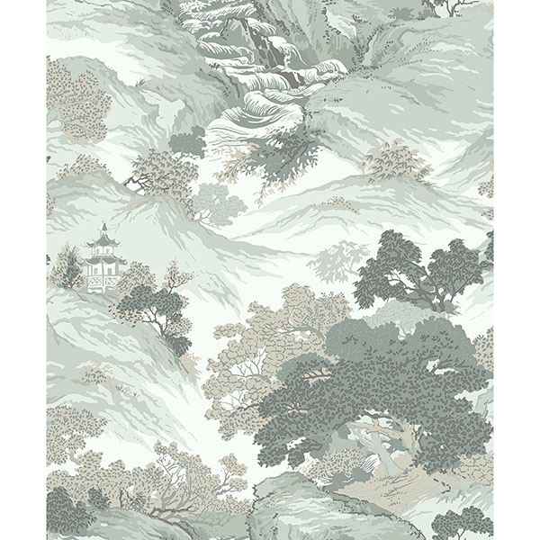Ordos Light Green Eastern Toile Wallpaper - York Wallcoverings - M1191
