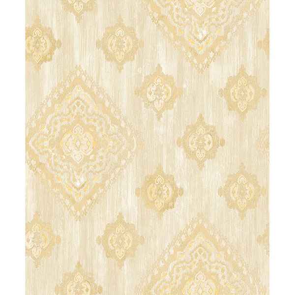 Leana Gold Medallion Wallpaper - York Wallcoverings - 2810-SH01076 - York Wallcoverings Wallpaper