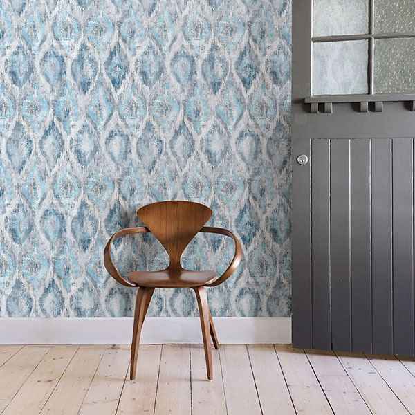 Gilboa Blue Ikat Wallpaper - York Wallcoverings - 2809-SH01104 - York Wallcoverings Wallpaper
