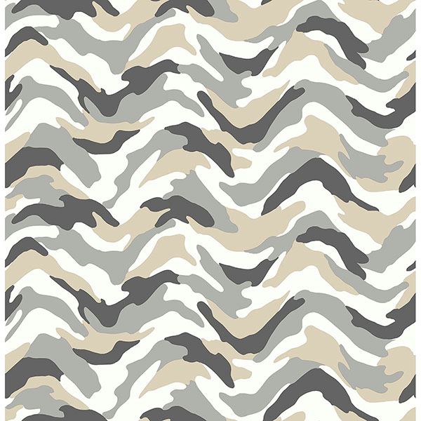 stealth-grey-camo-wave-wallpaper-york-wallcoverings-hn002610 - York Wallcoverings Wallpaper