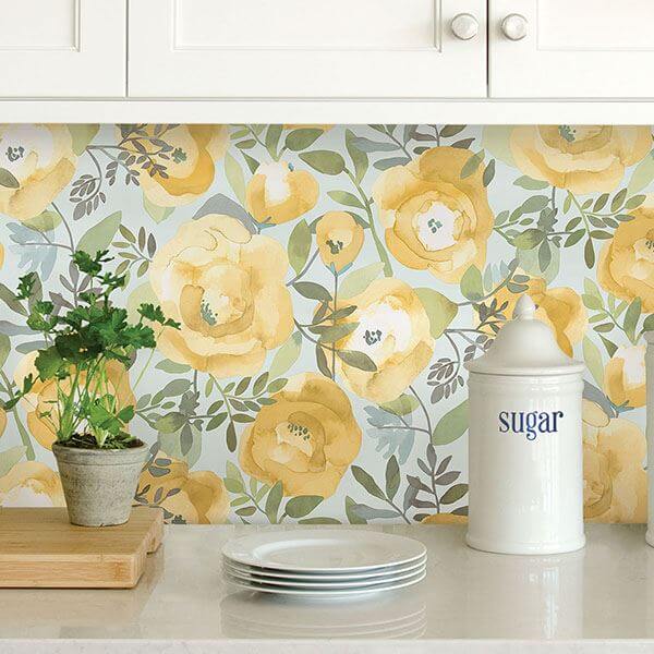 peachy-keen-yellow-peel-stick-wallpaper-york-wallcoverings-nu3036 - York Wallcoverings Wallpaper
