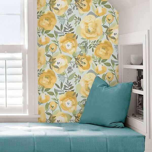 Peachy Keen Yellow Peel Stick Wallpaper - York Wallcoverings - NU3036 - York Wallcoverings Wallpaper