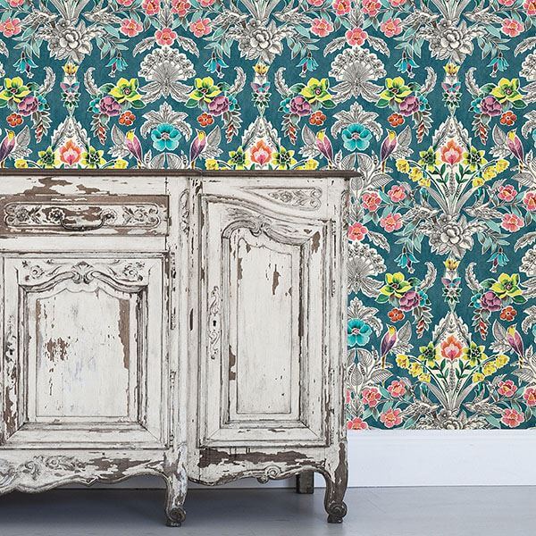 summer-love-teal-peel-stick-wallpaper-york-wallcoverings-nu3037 - York Wallcoverings Wallpaper