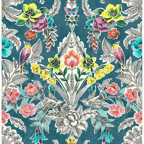 Summer Love Teal Peel Stick Wallpaper - York Wallcoverings - NU3037 - York Wallcoverings Wallpaper