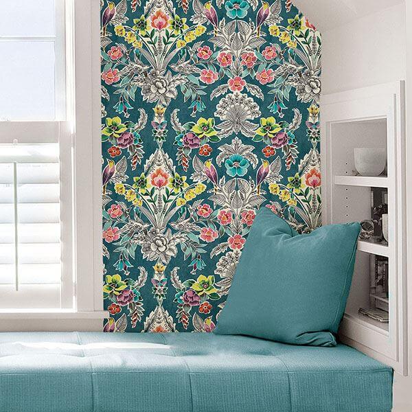 summer-love-teal-peel-stick-wallpaper-york-wallcoverings-nu3037 - York Wallcoverings Wallpaper