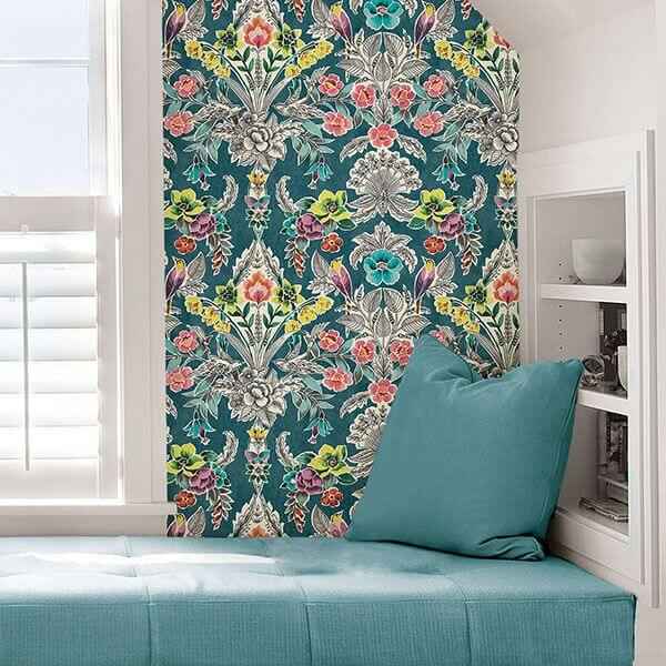 Summer Love Teal Peel Stick Wallpaper - York Wallcoverings - NU3037 - York Wallcoverings Wallpaper