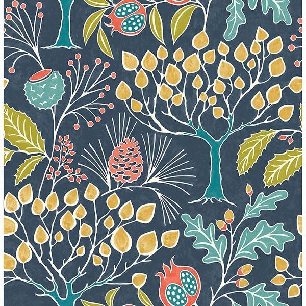 groovy-garden-navy-peel-stick-wallpaper-york-wallcoverings-nu3038 - York Wallcoverings Wallpaper