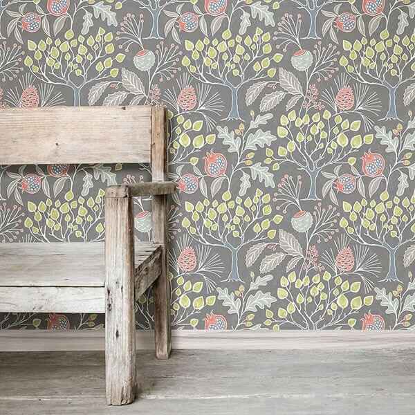 Groovy Garden Grey Peel Stick Wallpaper - York Wallcoverings - NU3039 - York Wallcoverings Wallpaper