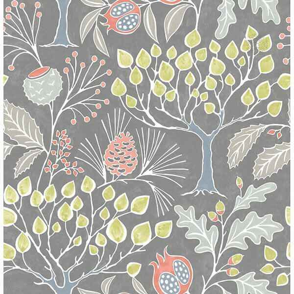 Groovy Garden Grey Peel Stick Wallpaper - York Wallcoverings - NU3039