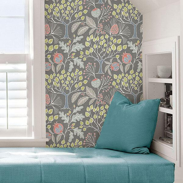groovy-garden-grey-peel-stick-wallpaper-york-wallcoverings-nu3039 - York Wallcoverings Wallpaper