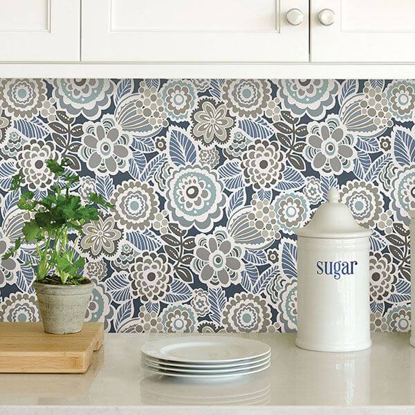 dream-on-navy-peel-stick-wallpaper-york-wallcoverings-nus3160 - York Wallcoverings Wallpaper