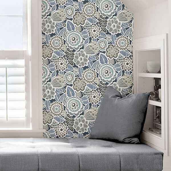 Dream on Navy Peel Stick Wallpaper - York Wallcoverings - NUS3160 - York Wallcoverings Wallpaper