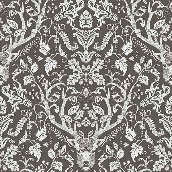 Kiwassa Brown Antler Damask Wallpaper - York Wallcoverings - 3118-12704 - York Wallcoverings Wallpaper