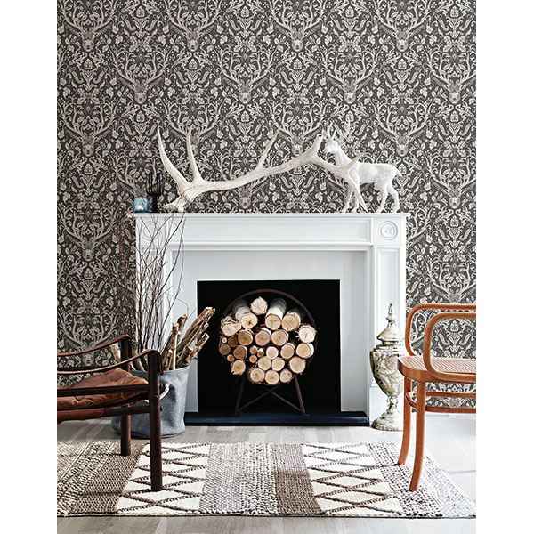 Kiwassa Brown Antler Damask Wallpaper - York Wallcoverings - 3118-12704 - York Wallcoverings Wallpaper