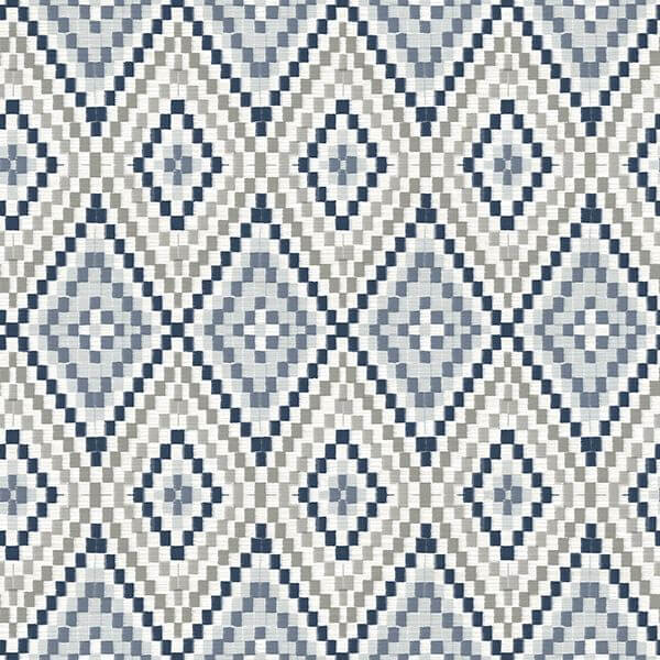 ganado-navy-geometric-ikat-wallpaper-york-wallcoverings-3118-12713 - York Wallcoverings Wallpaper