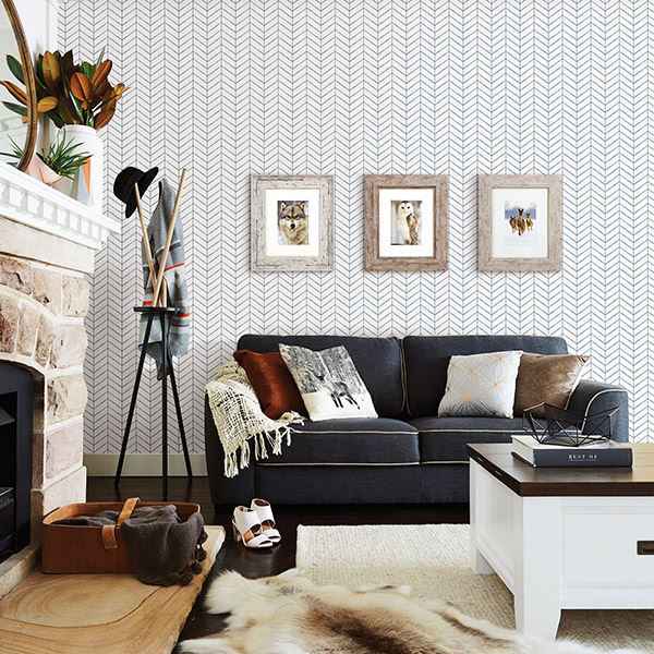 Bison Navy Herringbone Wallpaper - York Wallcoverings - 3118-25096 - York Wallcoverings Wallpaper