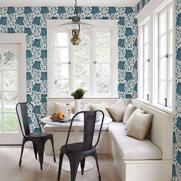 Peas in a Pod Teal Garden Wallpaper - York Wallcoverings - 2821-25118 - York Wallcoverings Wallpaper